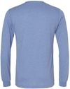 Am image of a Custom Bella and Canvas Triblend Long Sleeve T Shirt in Blue Triblend!