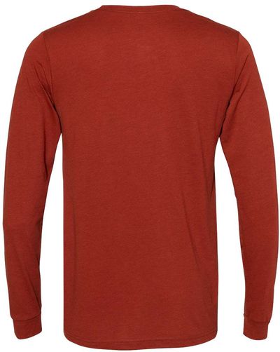 Am image of a Custom Bella and Canvas Triblend Long Sleeve T Shirt in Brick Triblend!