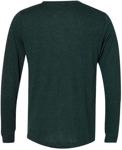 Am image of a Custom Bella and Canvas Triblend Long Sleeve T Shirt in Emerald Triblend!