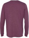 Am image of a Custom Bella and Canvas Triblend Long Sleeve T Shirt in Maroon Triblend!