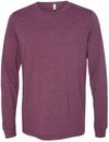 Am image of a Custom Bella and Canvas Triblend Long Sleeve T Shirt in Maroon Triblend!