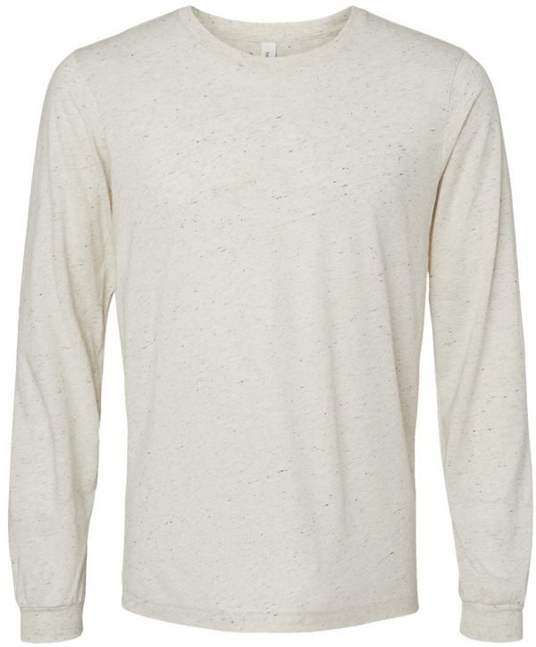 Am image of a Custom Bella and Canvas Triblend Long Sleeve T Shirt in Oatmeal Triblend!