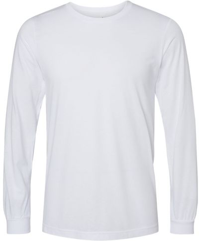 Am image of a Custom Bella and Canvas Triblend Long Sleeve T Shirt in Solid White Triblend!