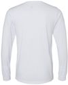 Am image of a Custom Bella and Canvas Triblend Long Sleeve T Shirt in Solid White Triblend!