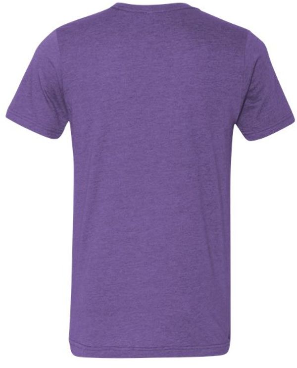 Am image of a Custom Bella and Canvas Unisex CVC Jersey Tee in Heather Team Purple!