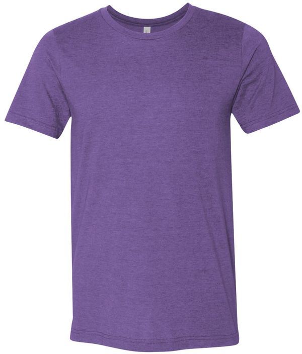 Am image of a Custom Bella and Canvas Unisex CVC Jersey Tee in Heather Team Purple!