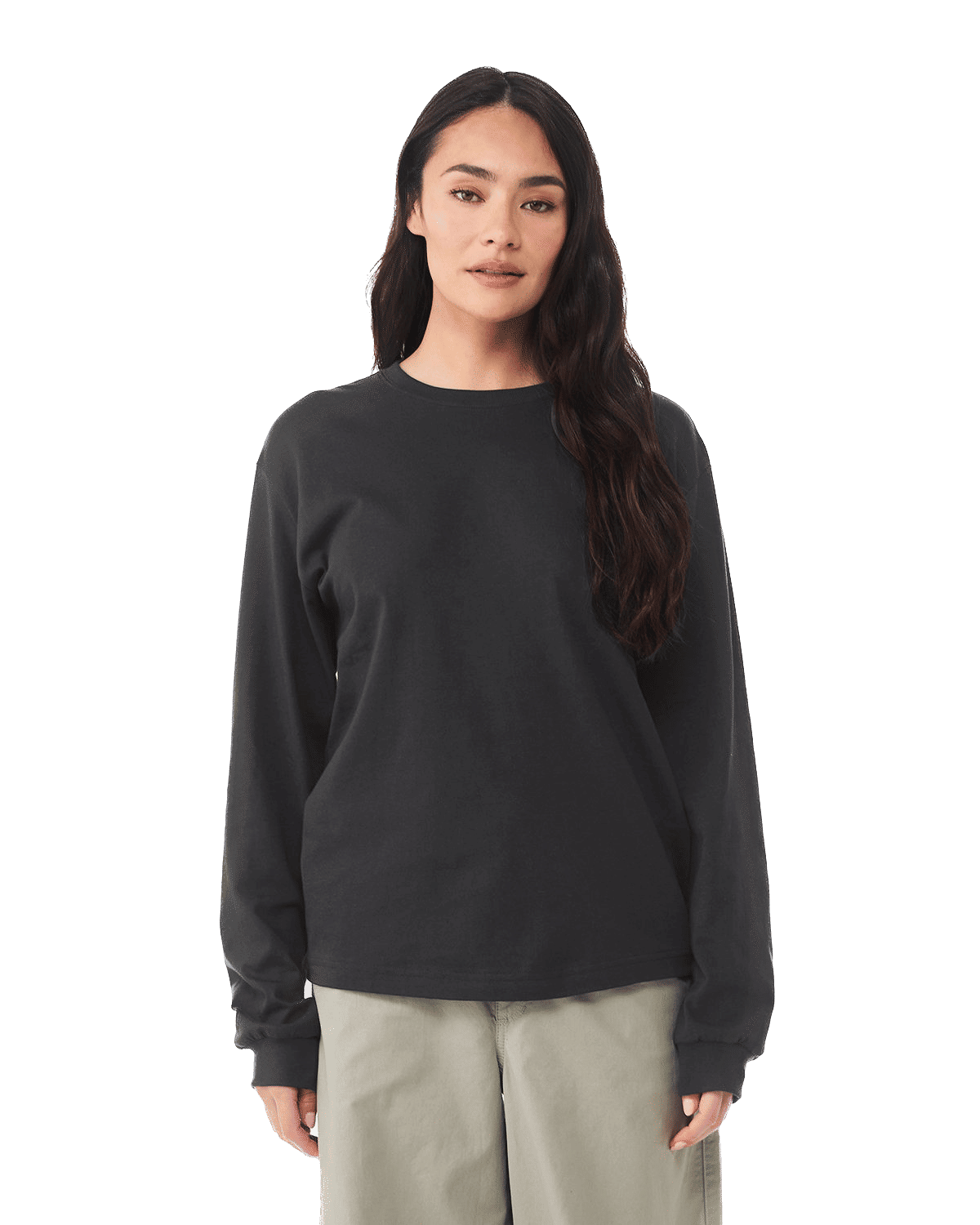 Bella and Canvas Unisex Heavyweight Long Sleeve T Shirt in Dark Grey