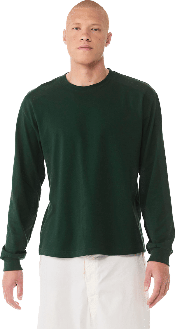 Am image of a Custom Bella and Canvas Unisex Heavyweight Long Sleeve T Shirt in Forest!