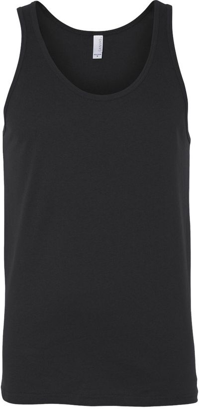Am image of a Custom Bella and Canvas Unisex Jersey Tank in Black!