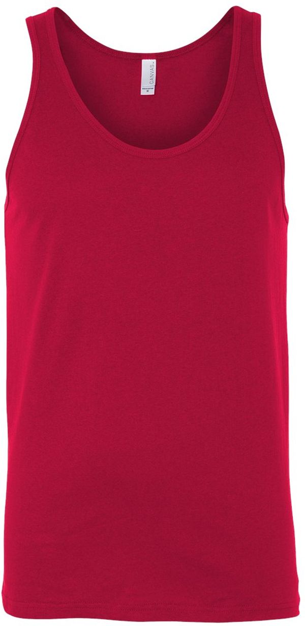 Am image of a Custom Bella and Canvas Unisex Jersey Tank in Red!