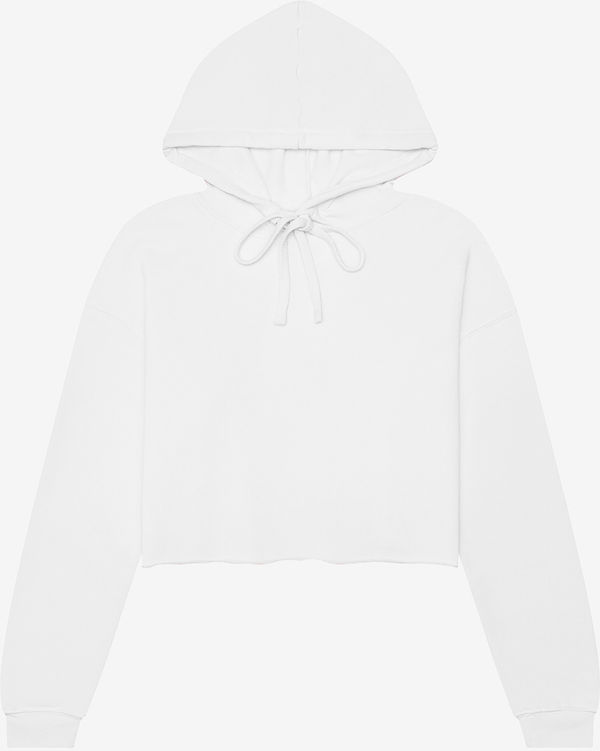 An image of a Custom Bella and Canvas Women's Cropped Fleece Hoodie in White!