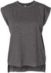 Am image of a Custom Bella and Canvas Womens Flowy Rolled Cuffs Muscle Tee in Dark Grey Heather!
