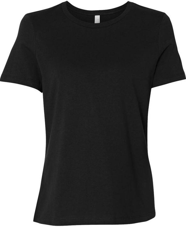 An image of a Custom Bella and Canvas Womens Relaxed Jersey Tee in Black!