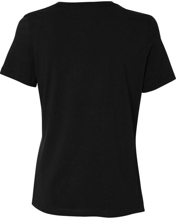 An image of a Custom Bella and Canvas Womens Relaxed Jersey Tee in Black!