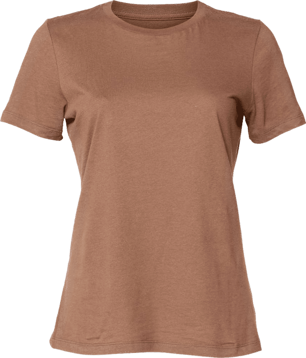 Am image of a Custom Bella and Canvas Womens Relaxed Jersey Tee in Chestnut!