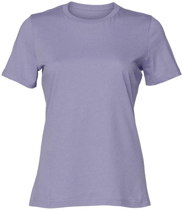 An image of a Custom Bella and Canvas Womens Relaxed Jersey Tee in Dark Lavender!