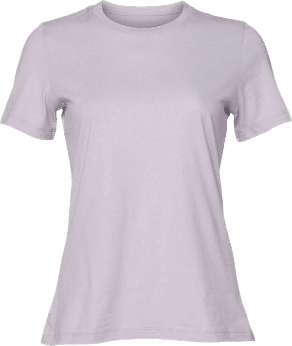 Am image of a Custom Bella and Canvas Womens Relaxed Jersey Tee in Lavender Dust!