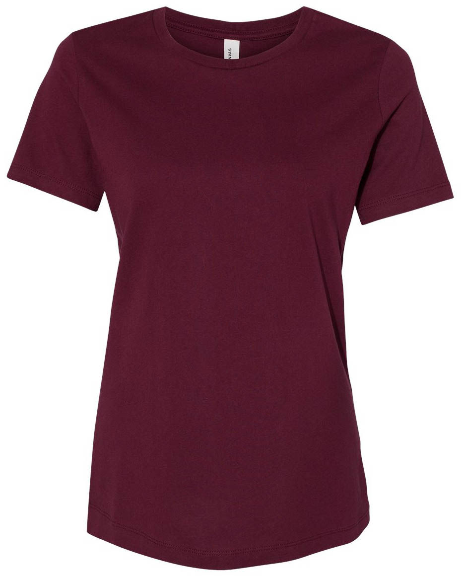 Bella and Canvas Womens Relaxed Jersey Tee in Maroon