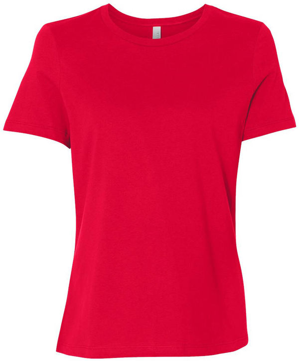 An image of a Custom Bella and Canvas Womens Relaxed Jersey Tee in Red!