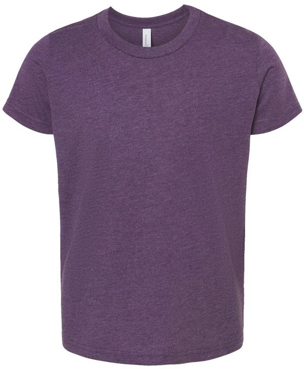 An image of a Custom BELLA AND CANVAS Youth CVC Jersey Tee in Heather Team Purple!