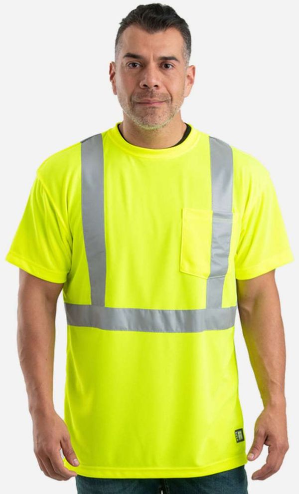 An image of a Custom Berne Hi Vis Class 2 Performance Pocket T Shirt!