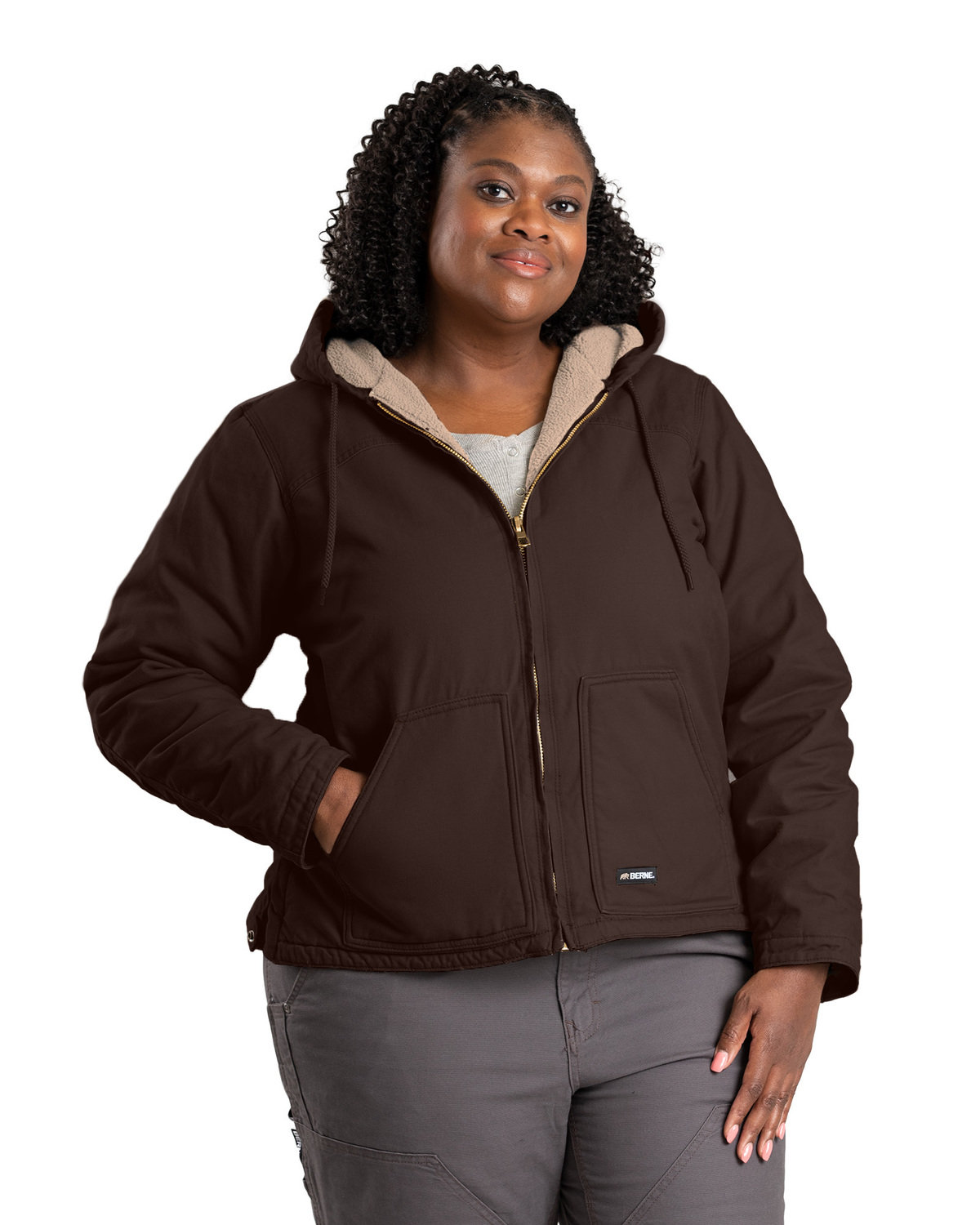 Berne Ladies Softstone Hooded Coat in Dark Brown