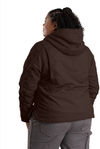 Am image of a Custom Berne Ladies Softstone Hooded Coat in Dark Brown!