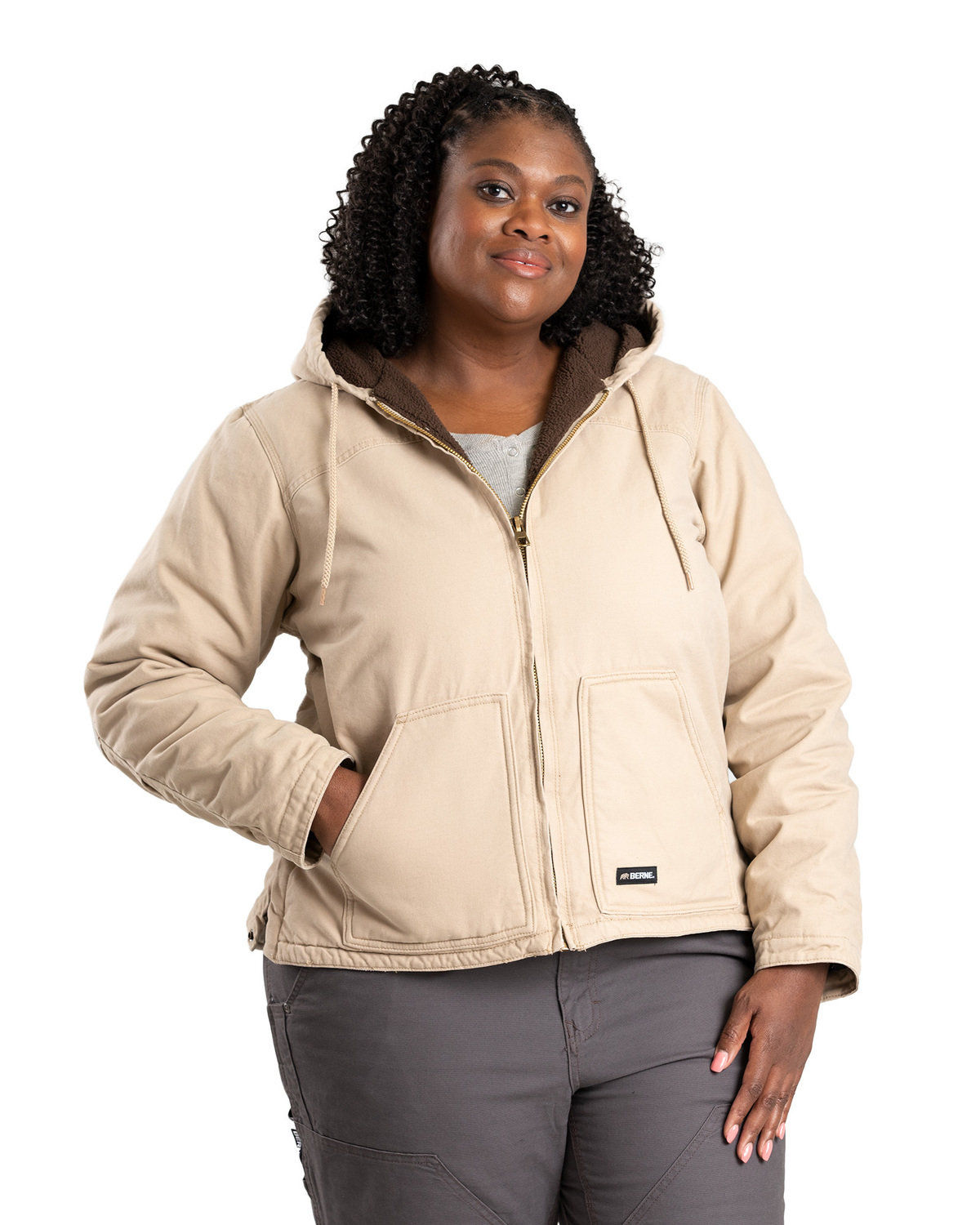 Berne Ladies Softstone Hooded Coat in Sand