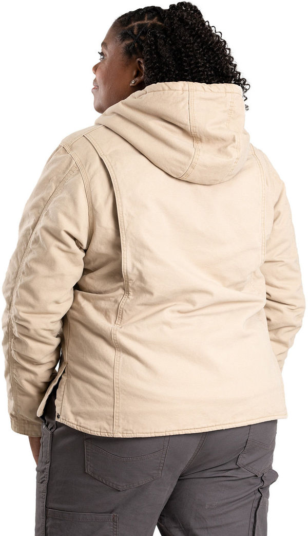 Am image of a Custom Berne Ladies Softstone Hooded Coat in Sand!