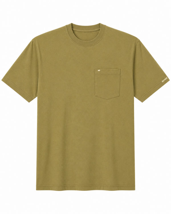 An image of a Custom Berne Men's Heavyweight Pocket T Shirt in Light Olive!