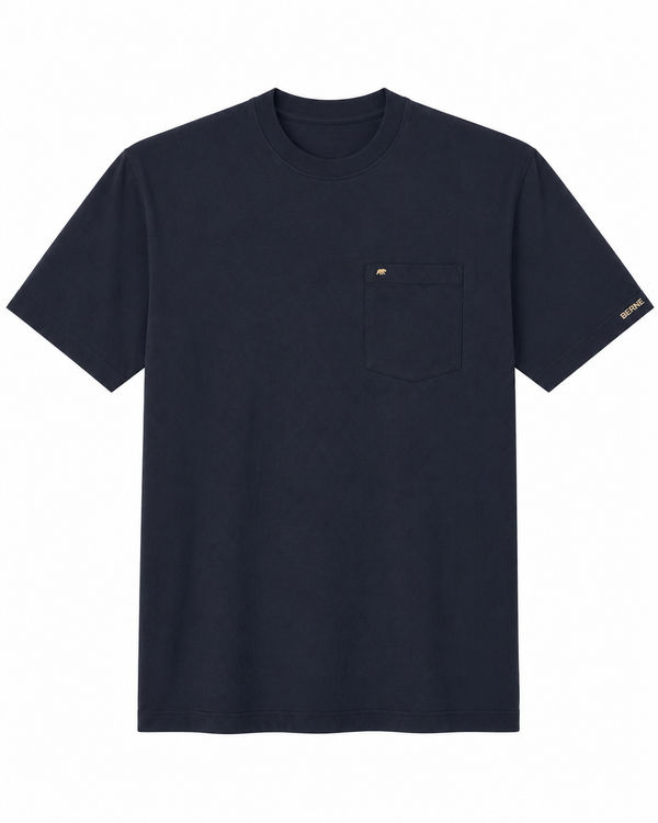 An image of a Custom Berne Men's Heavyweight Pocket T Shirt in Navy!