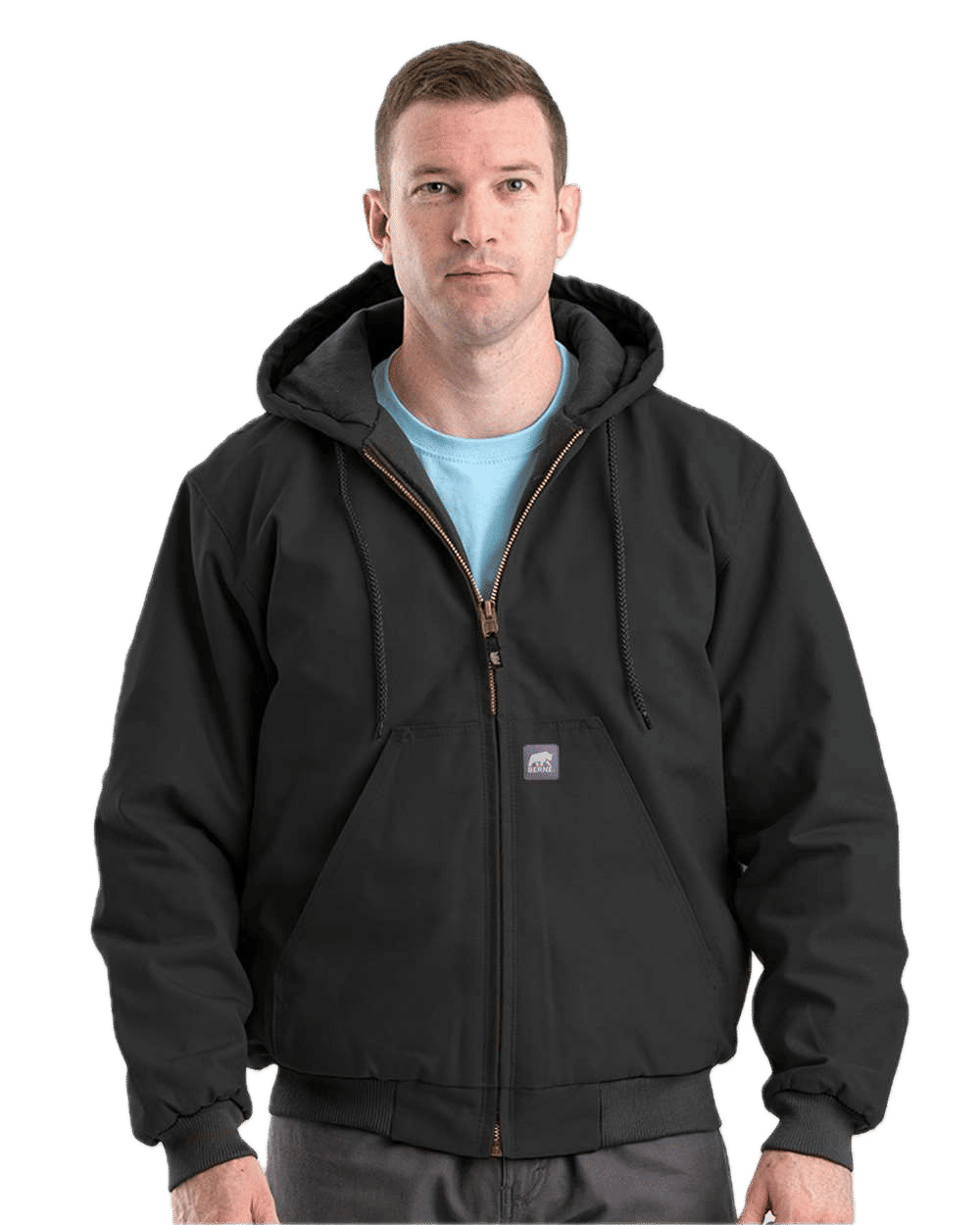 Berne Men's Heritage Cotton Duck Hooded Jacket in Black