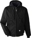 An image of a Custom Berne Men's Highland Washed Cotton Duck Hooded Jacket in Black!
