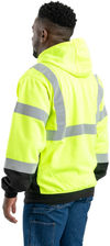 An image of a Custom Berne Men's HiVis Class 3 Color Block Full Zip Hooded Sweatshirt!
