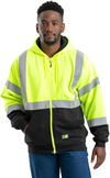 An image of a Custom Berne Men's HiVis Class 3 Color Block Full Zip Hooded Sweatshirt!