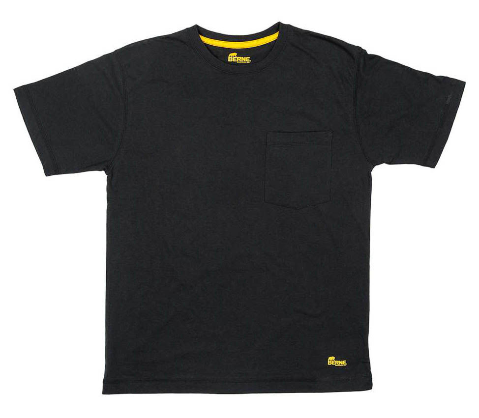 Berne Men's Lightweight Performance Pocket T Shirt in Black