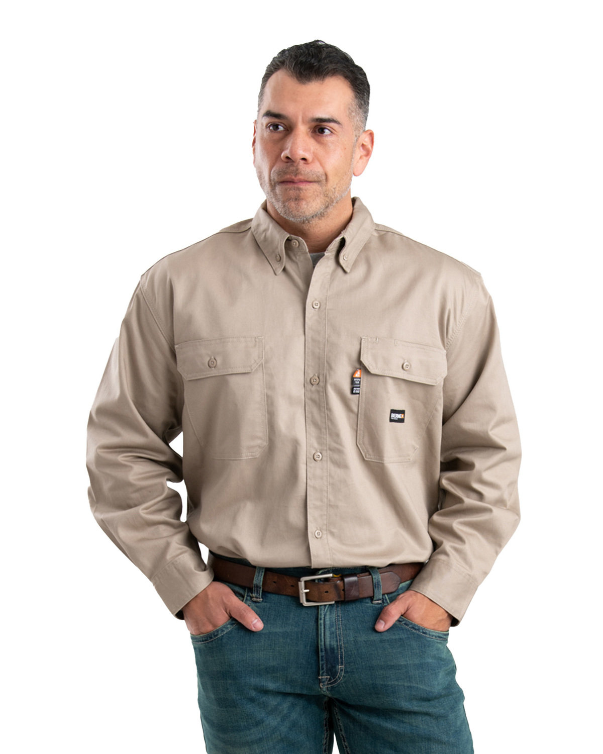 Berne Mens Flame Resistant Button Down Work Shirt