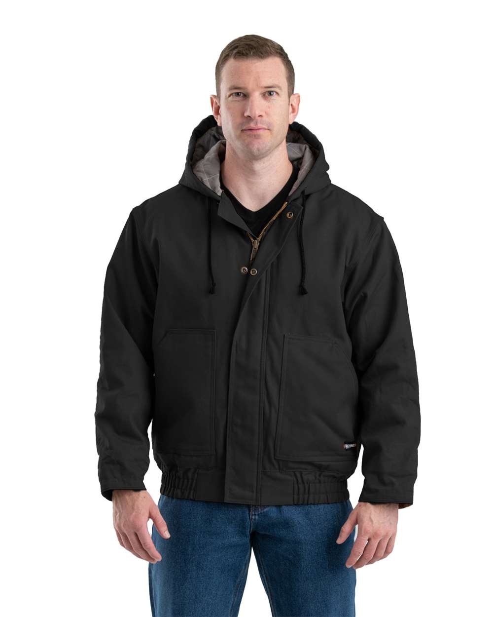 Berne Mens Flame Resistant Hooded Jacket in Black