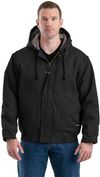 An image of a Custom Berne Mens Flame Resistant Hooded Jacket in Black!