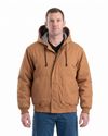 An image of a Custom Berne Mens Flame Resistant Hooded Jacket in Brown Duck!