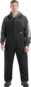 An image of a Custom Berne Mens Heartland Insulated Washed Duck Bib Overall in Black!