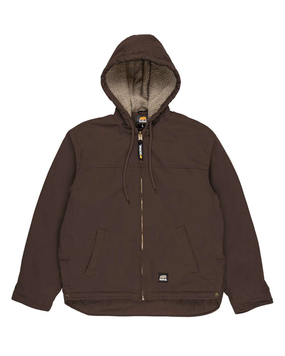 Berne Mens Heartland Washed Duck Hooded Work Coat in Bark