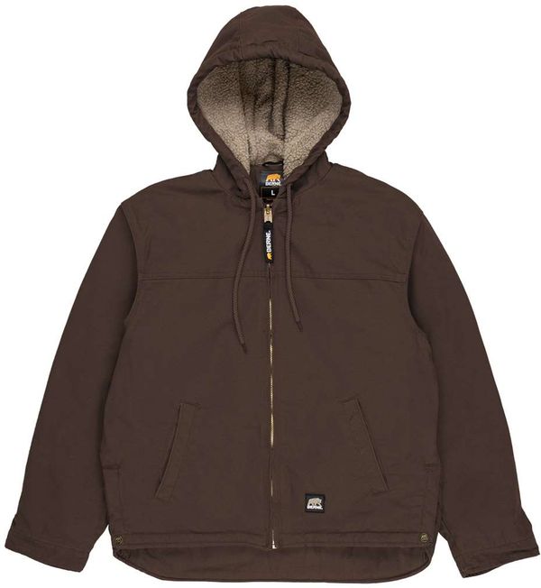 An image of a Custom Berne Mens Heartland Washed Duck Hooded Work Coat in Bark!