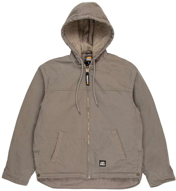 An image of a Custom Berne Mens Heartland Washed Duck Hooded Work Coat in Greystone!