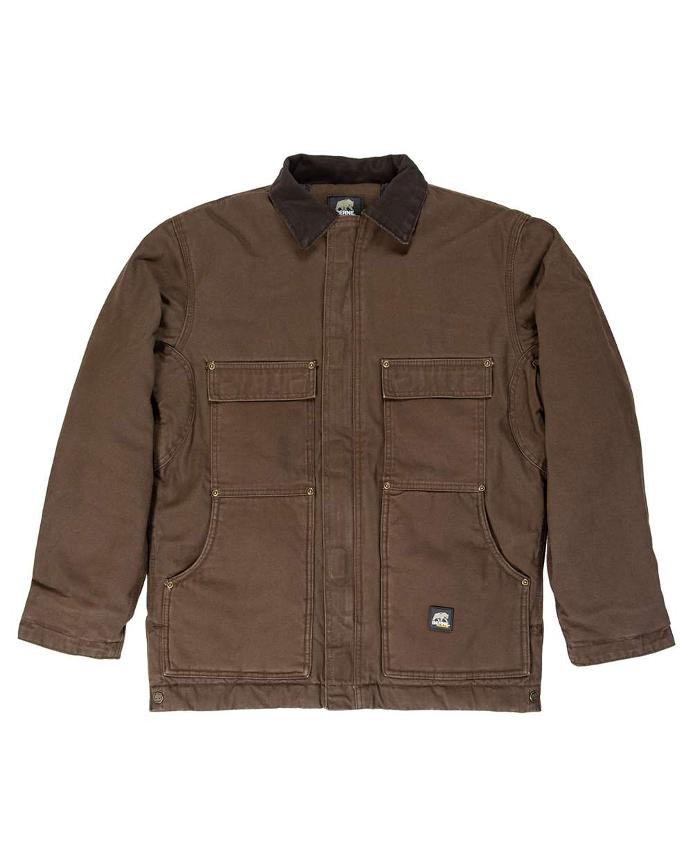 Berne Mens Highland Washed Chore Jacket in Bark