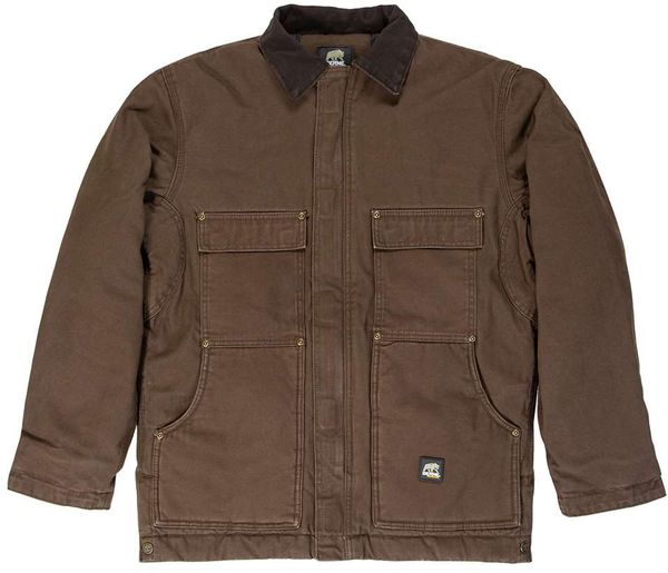 An image of a Custom Berne Mens Highland Washed Chore Jacket in Bark!