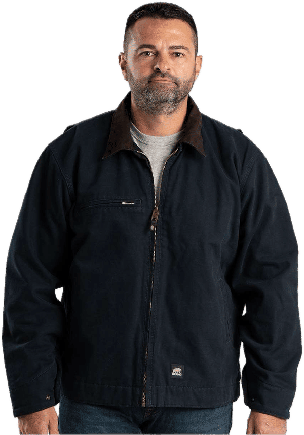 An image of a Custom Berne Mens Highland Washed Gasoline Jacket in MIDNIGHT!