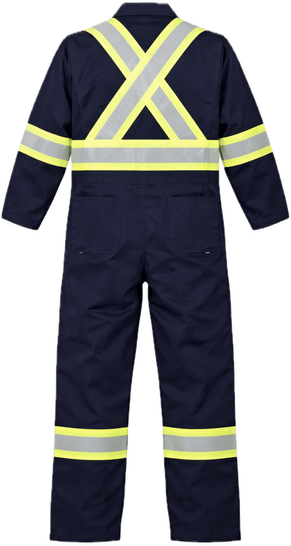 An image of a Custom Berne Mens Safety Striped Unlined Coverall in Navy!