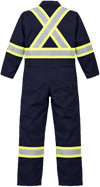 An image of a Custom Berne Mens Safety Striped Unlined Coverall in Navy!