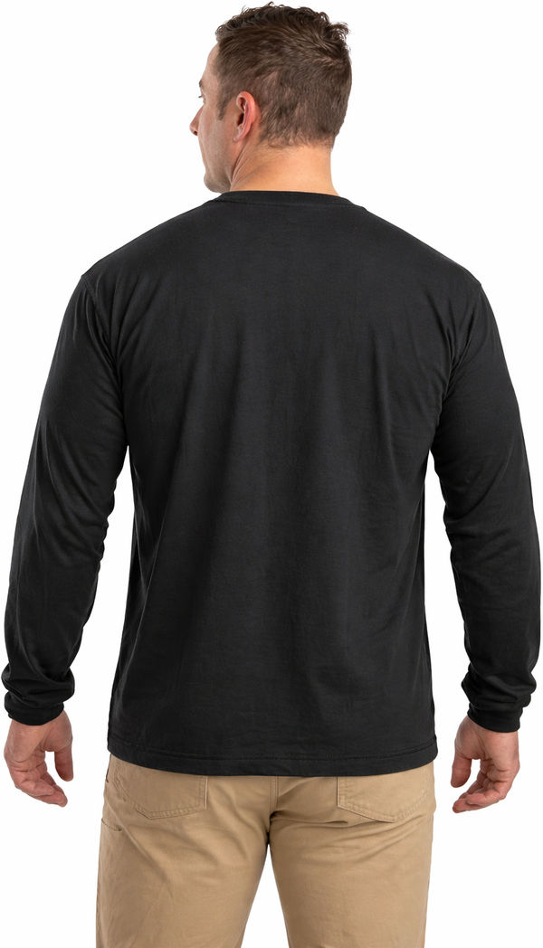 An image of a Custom Berne Unisex Performance Long Sleeve Pocket T Shirt in Black!